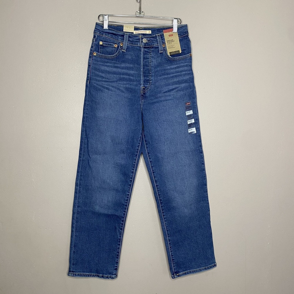 Levis Ribcage Straight Ankle Button Fly Super High Rise Jeans Size 26X27